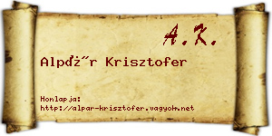 Alpár Krisztofer névjegykártya