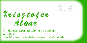 krisztofer alpar business card